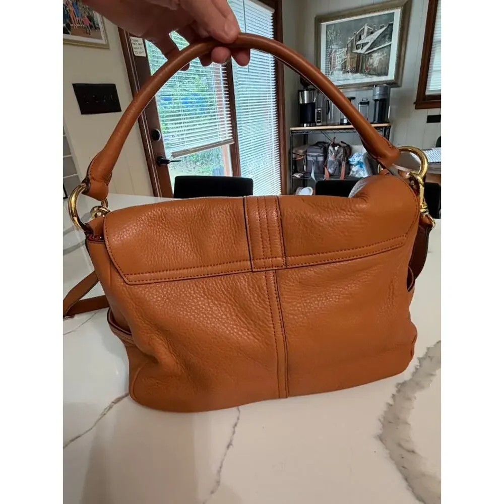 Lauren Ralph Lauren Bermondsey Hobo Shoulder Bag Pebbled Leather Gold Buckle